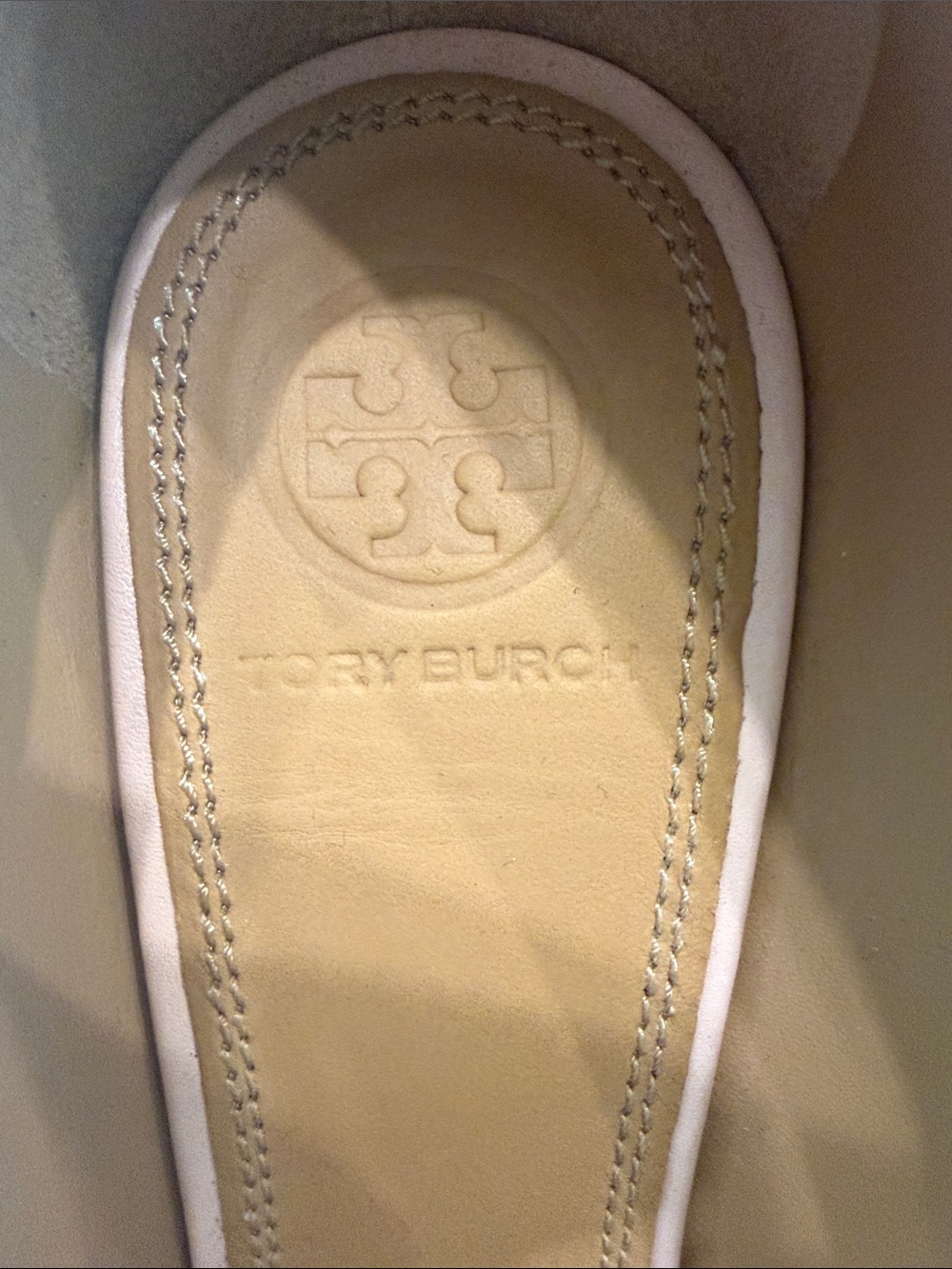 Tory Burch Blush Pink Leather Pumps with Black Patent Cap Toe - Picture 3 of 7